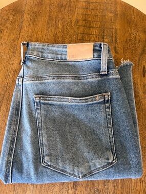 PAIGE Straight Leg Jeans in Light Blue Denim